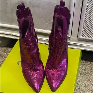 Gianni Bini Shimmering Fuchsia Ankle Boots